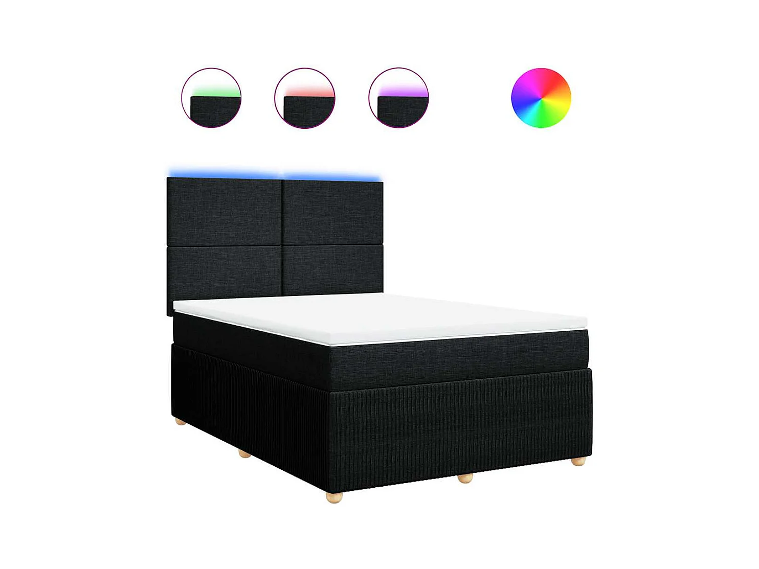 Sommier à lattes de lit avec matelas Noir 140x190 cm Tissu