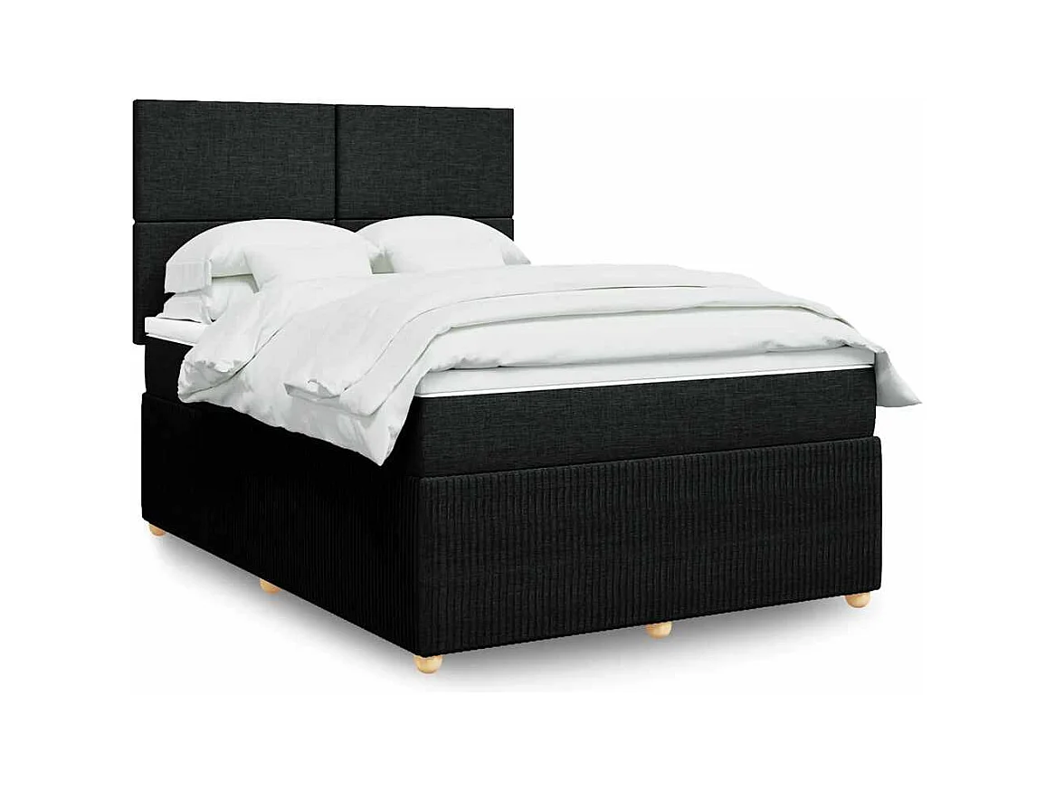 Giroletto a Molle con Materasso Nero 140x190 cm in Tessuto