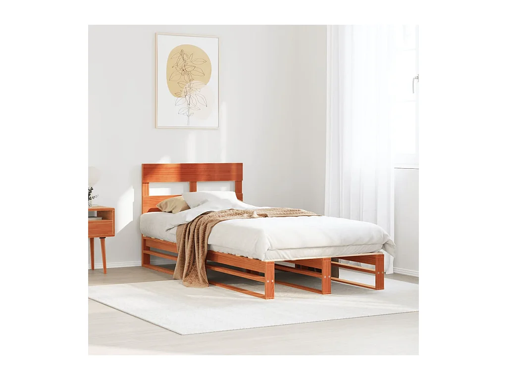Cadre de lit sans matelas cire marron 90x200 cm bois pin massif