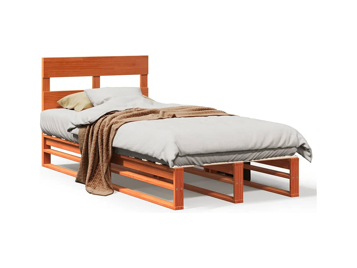 Cadre de lit sans matelas cire marron 90x200 cm bois pin massif