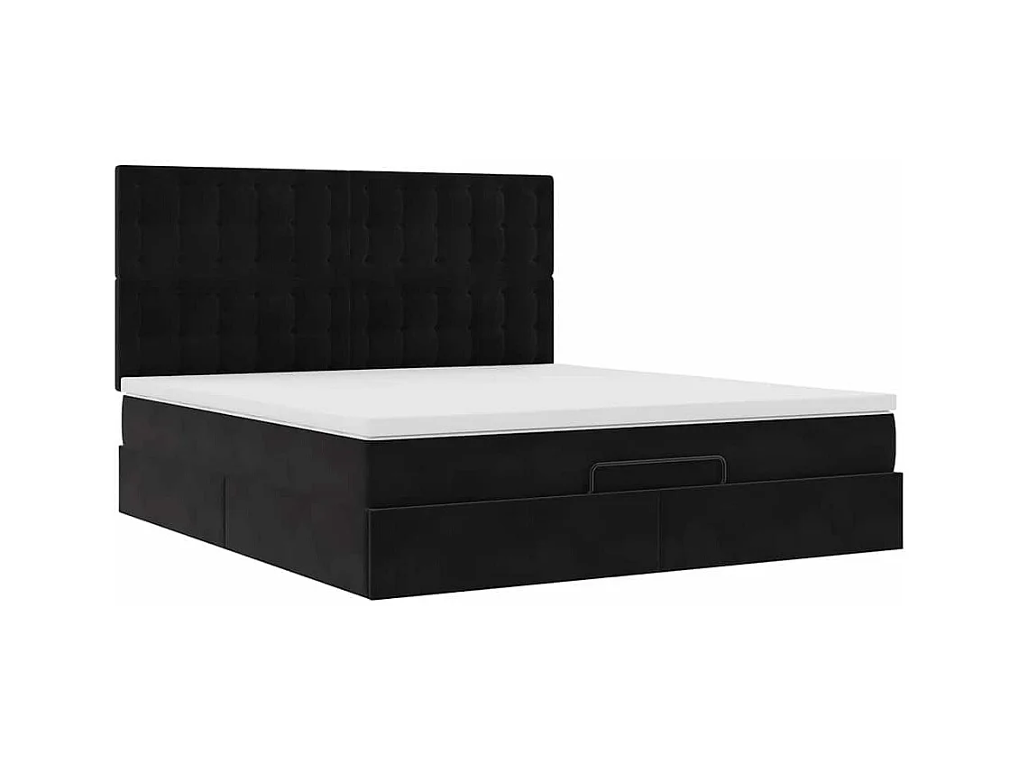 Cadre de lit ottoman avec matelas noir 160x200 cm velours