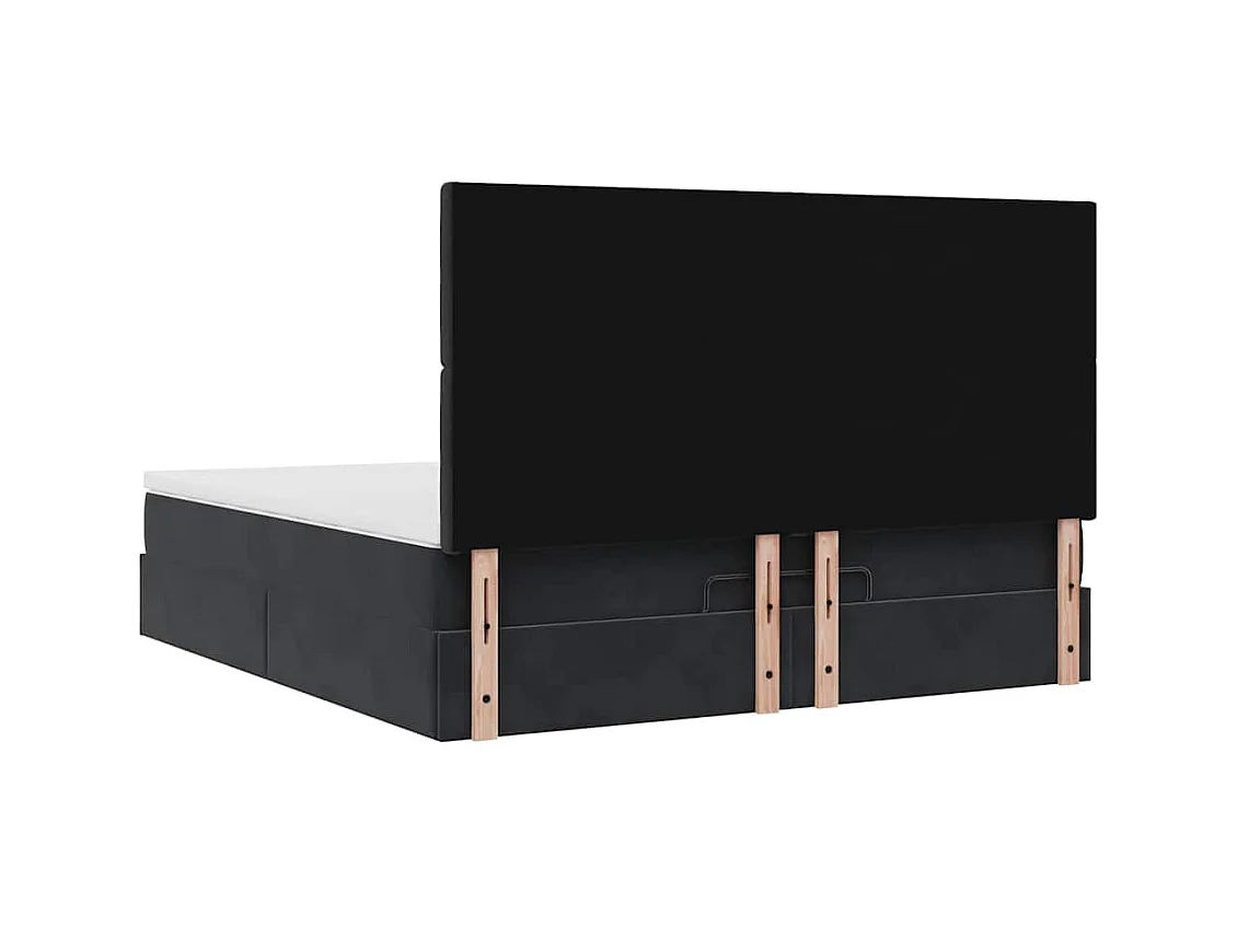 Cadre de lit ottoman avec matelas noir 160x200 cm velours