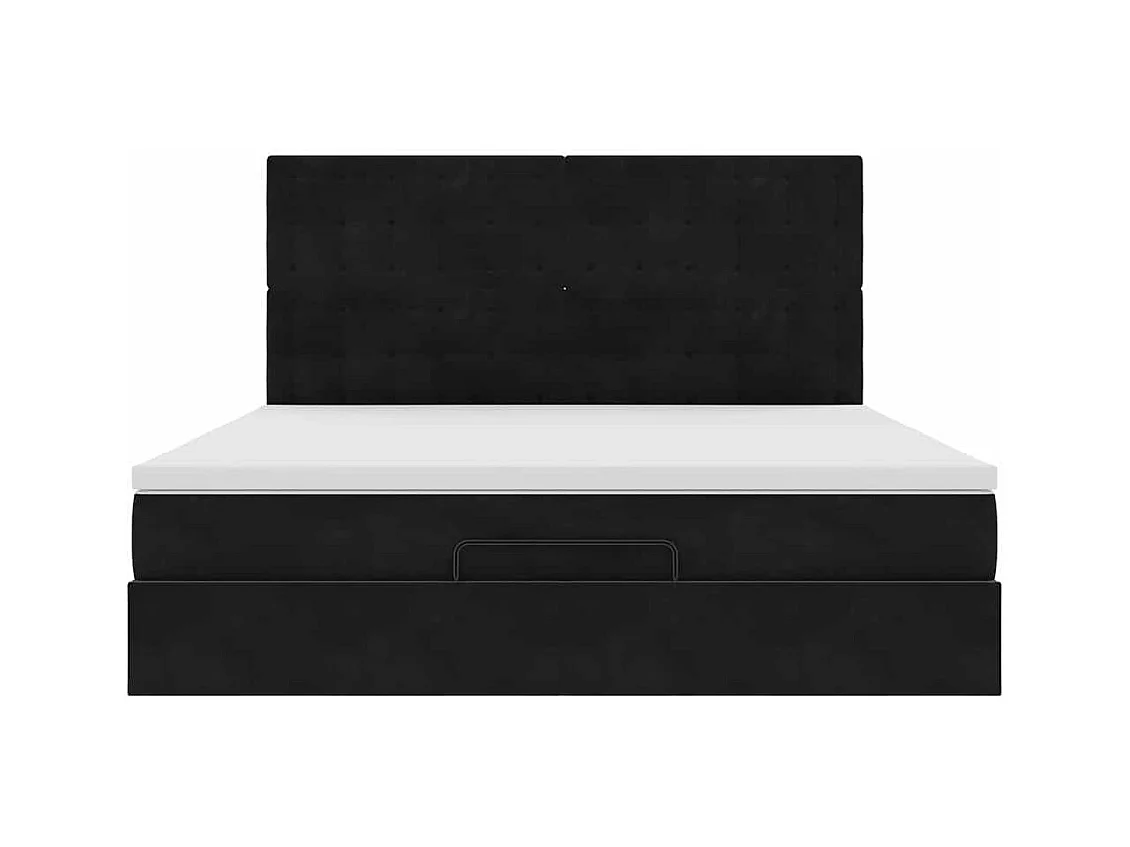 Cadre de lit ottoman avec matelas noir 160x200 cm velours