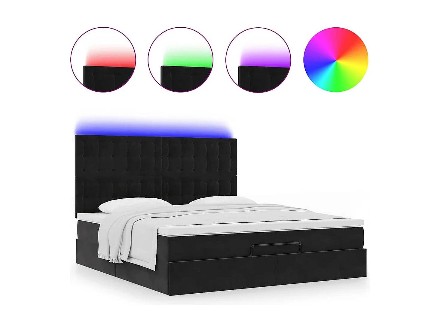 Cadre de lit ottoman avec matelas noir 160x200 cm velours