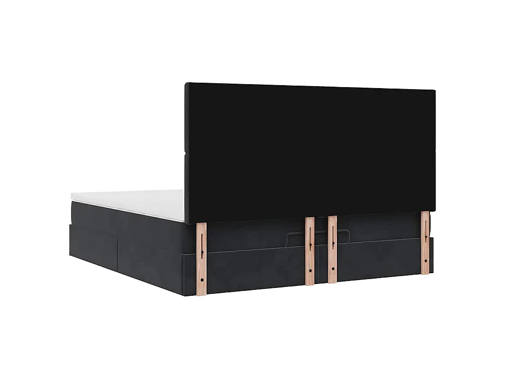 Ottoman-Bett mit Matratzen & LEDs Schwarz 160x200 cm Samt