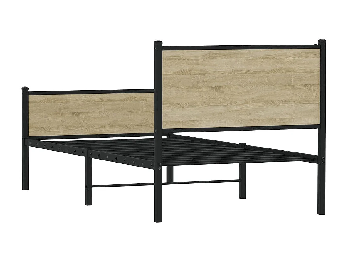 Metallbett ohne Matratze Sonoma-Eiche 100x190 cm