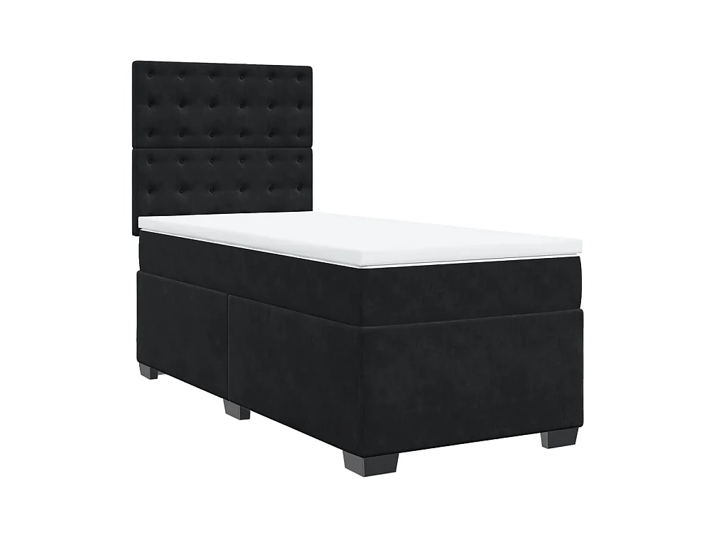 Sommier à lattes de lit avec matelas Noir 90x190 cm Velours