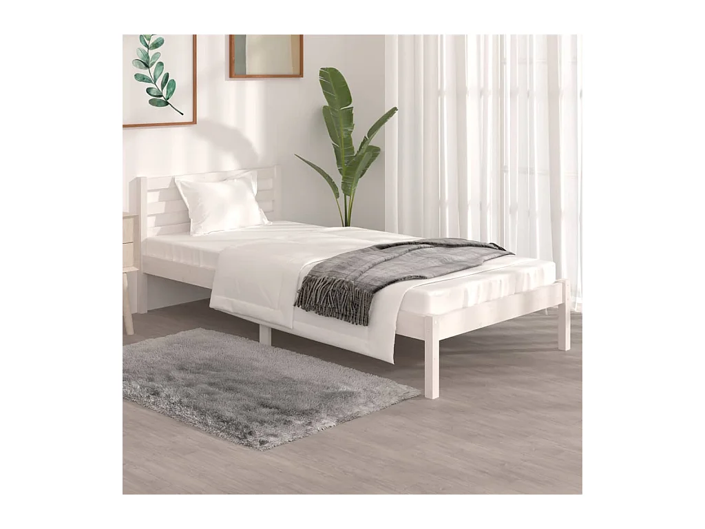 Bedframe massief grenenhout wit 90x190 cm