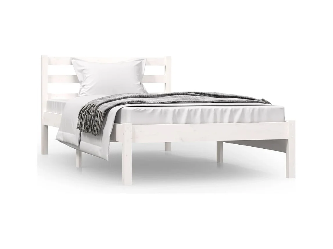 Bedframe massief grenenhout wit 90x190 cm