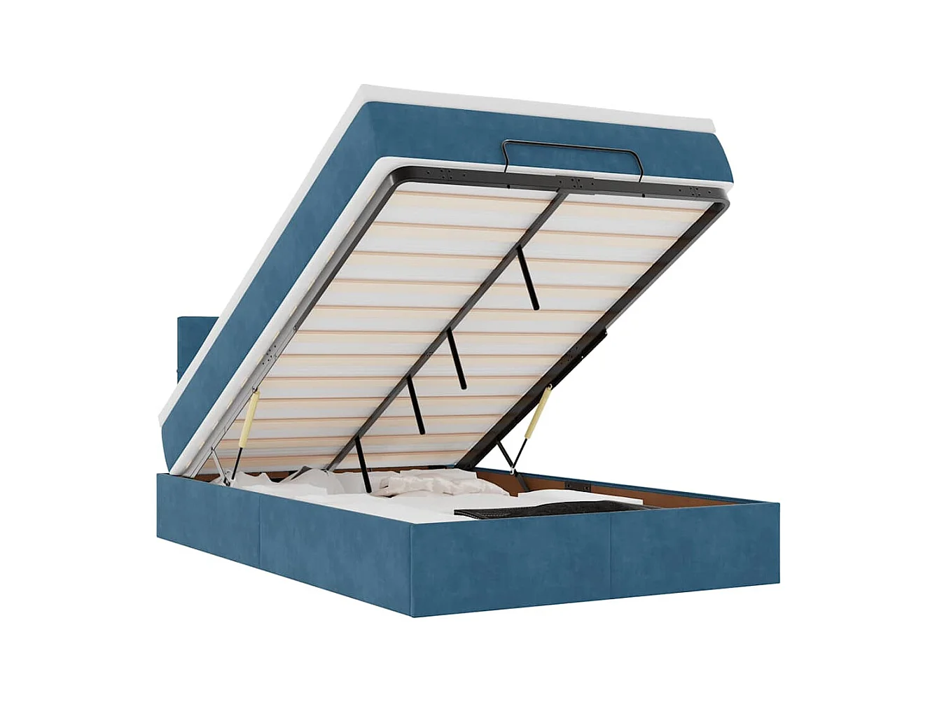 Lit ottoman avec matelas et LED bleu foncé 90x200cm velours