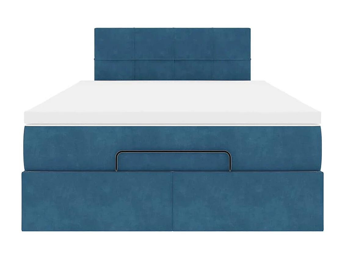 Lit ottoman avec matelas et LED bleu foncé 90x200cm velours