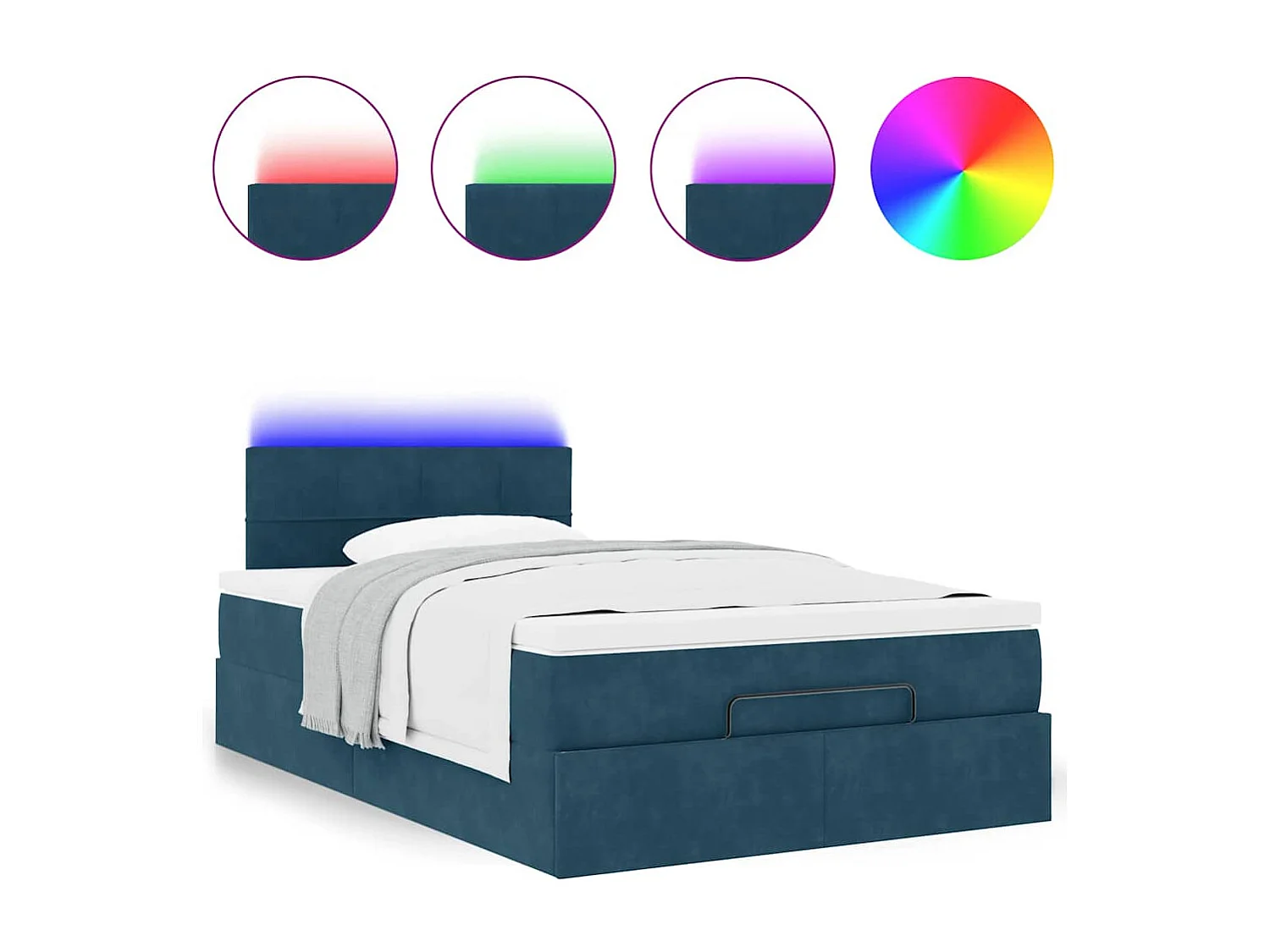 Bed poef met matras en LED's 120x190 cm fluweel donkerblauw