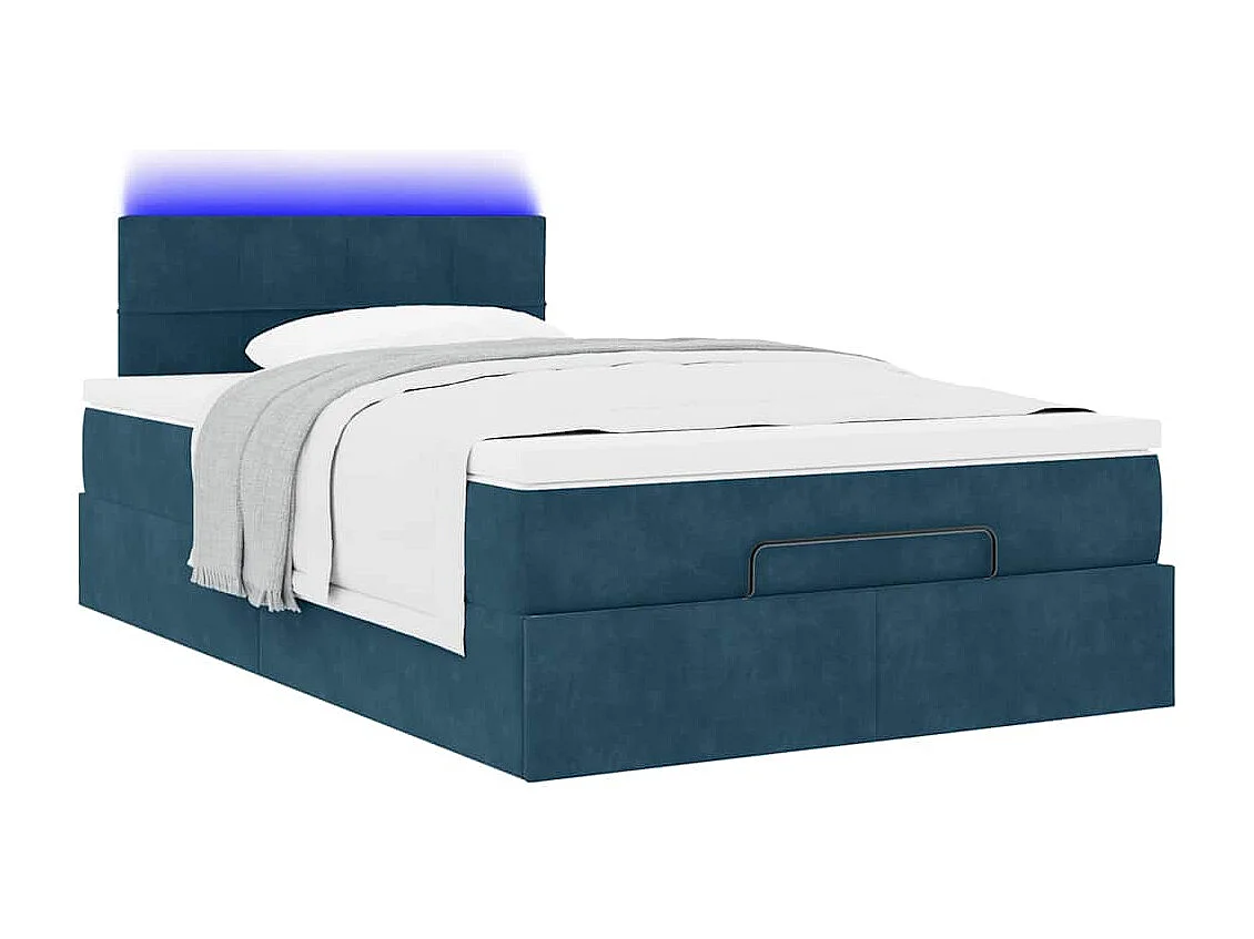 Bed poef met matras en LED's 120x190 cm fluweel donkerblauw