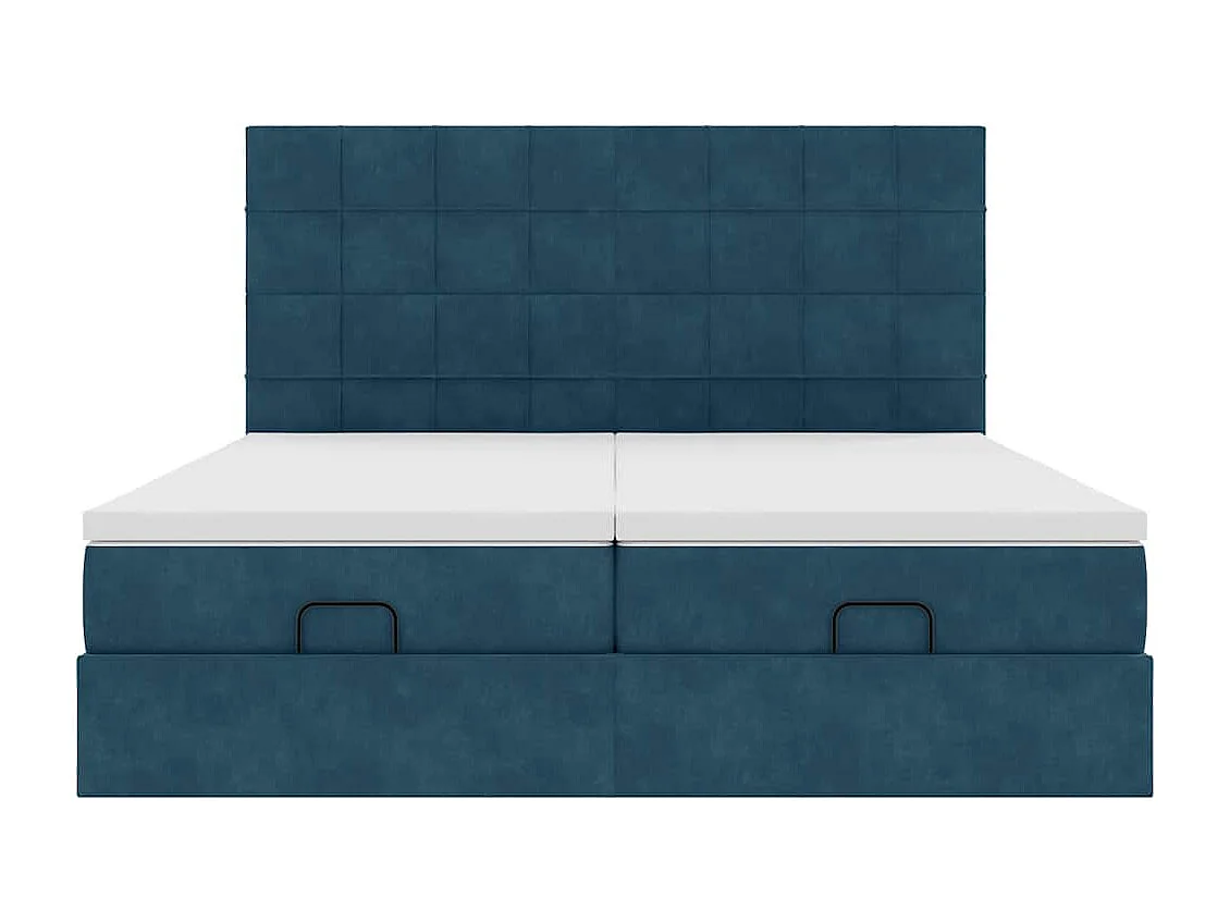Cadre de lit ottoman avec matelas bleu foncé 180x200 cm velours