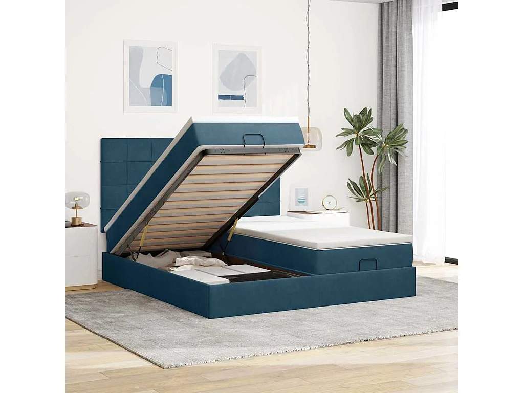 Struttura Letto Pouf con Materassi 180x200 cm Velluto