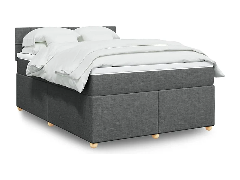 Boxspringbett mit Matratze Dunkelgrau 140x200 cm Stoff