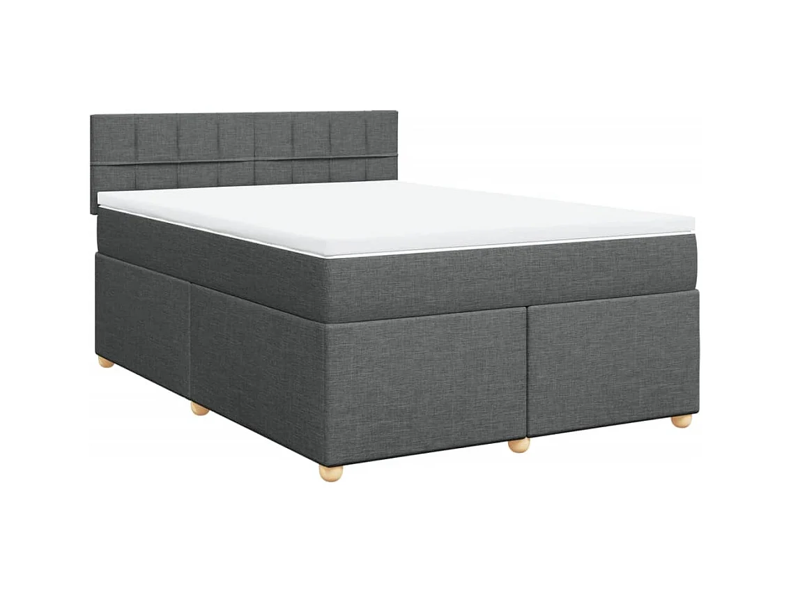 Boxspringbett mit Matratze Dunkelgrau 140x200 cm Stoff
