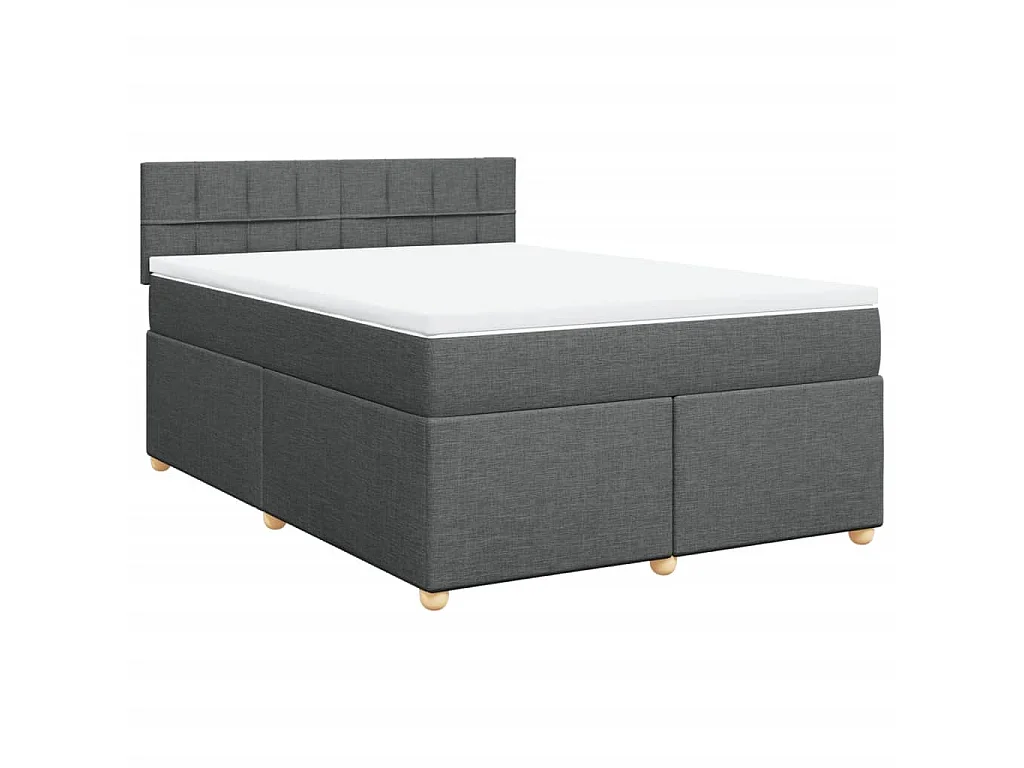 Sommier à lattes de lit avec matelas Gris foncé 140x200cm Tissu