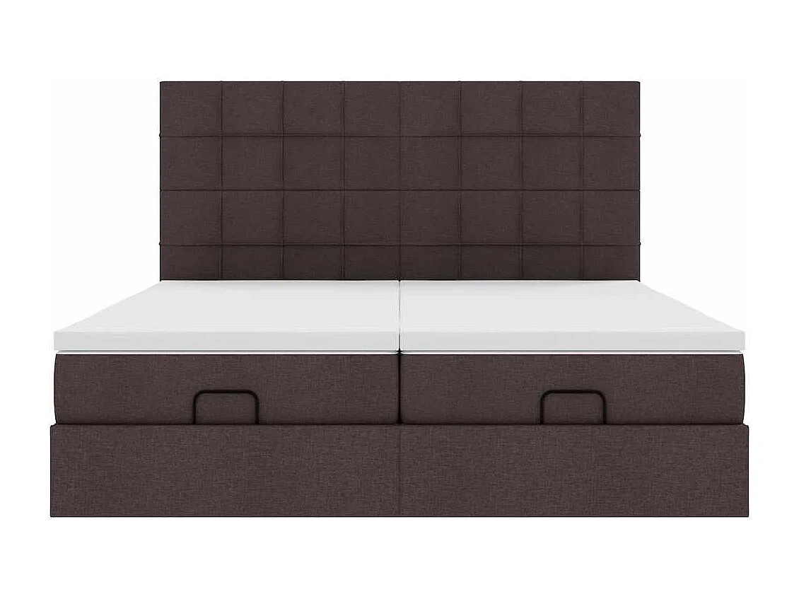 Cadre de lit ottoman avec matelas marron foncé 180x200 cm tissu