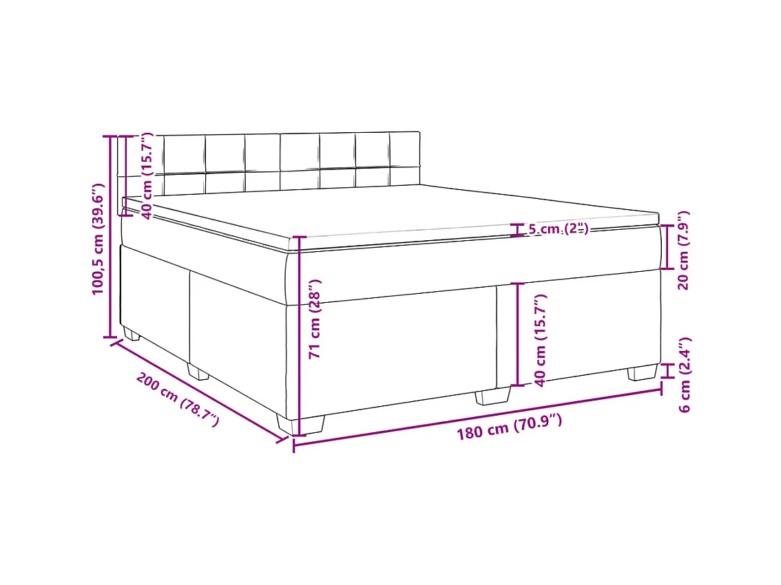 Boxspring met matras stof crèmekleurig 180x200 cm