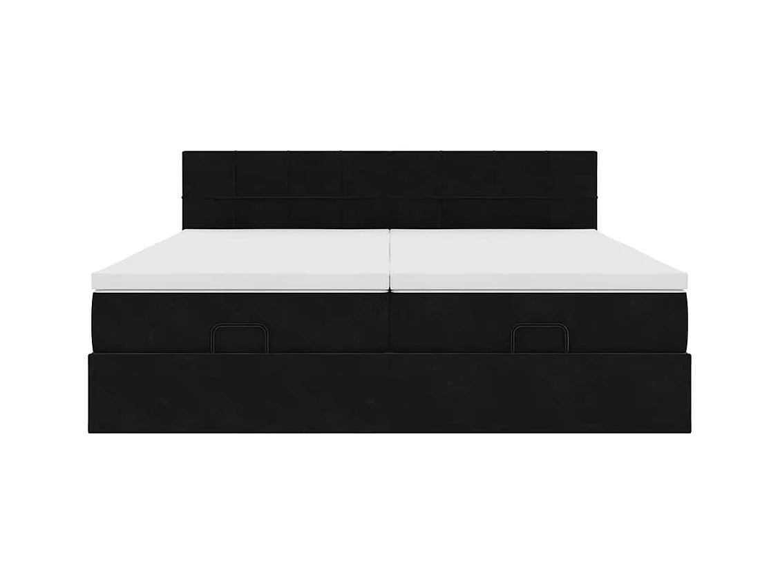 Ottoman-Bett mit Matratzen & LEDs Schwarz 180x200 cm Samt