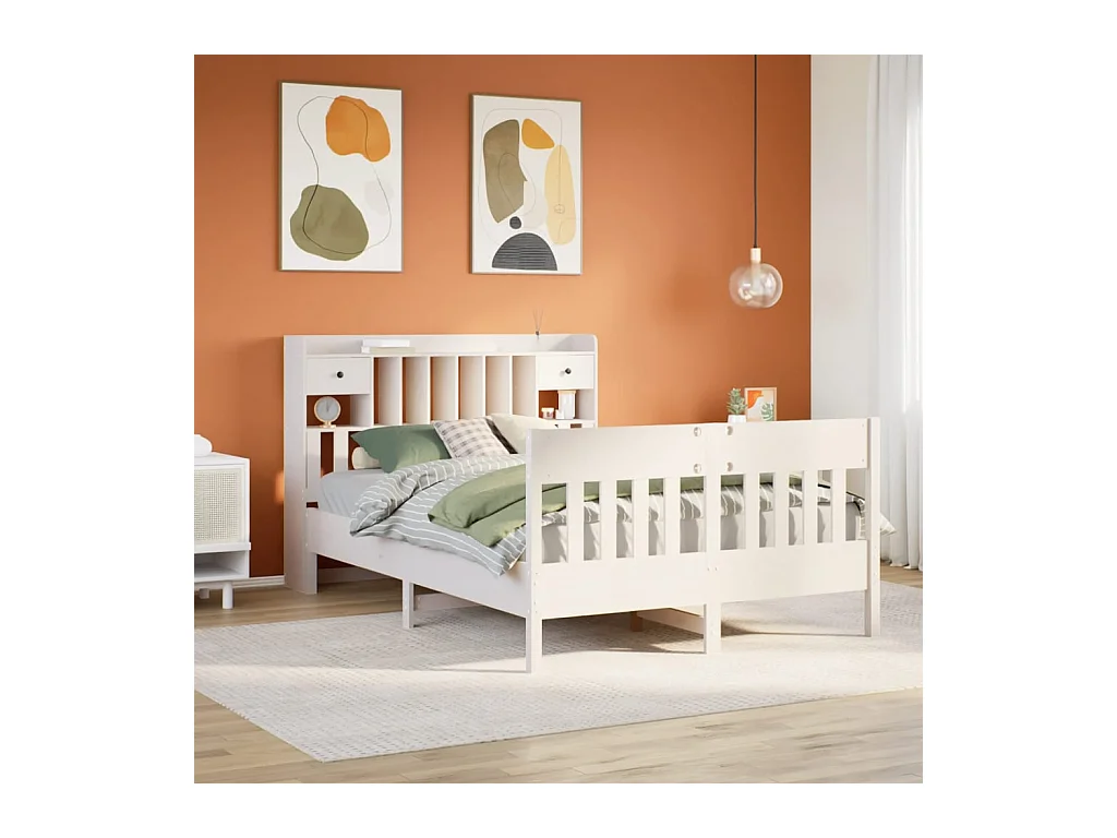 Cadre de lit sans matelas blanc 140x200 cm bois de pin massif