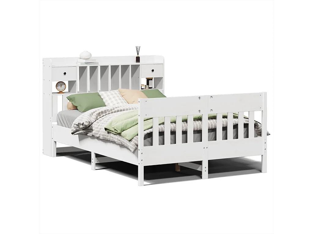 Cadre de lit sans matelas blanc 140x200 cm bois de pin massif