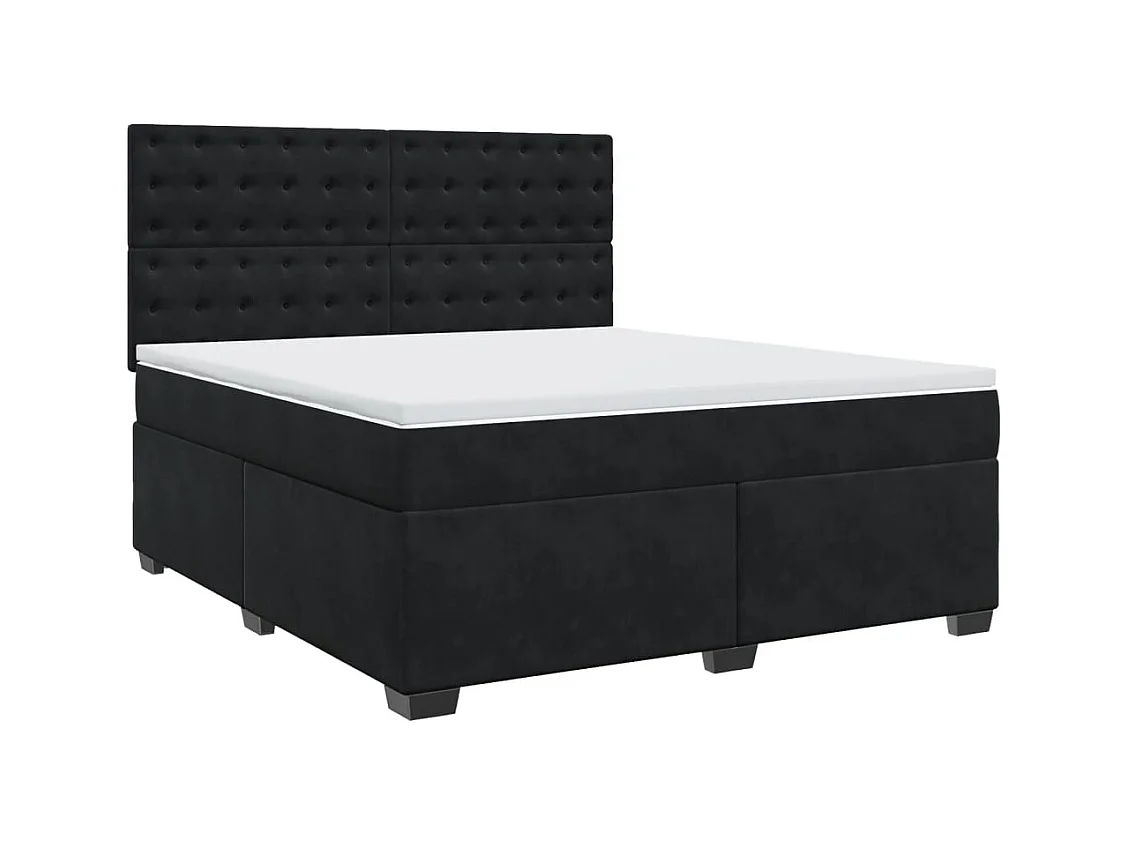 Sommier à lattes de lit avec matelas Noir 180x200 cm Velours