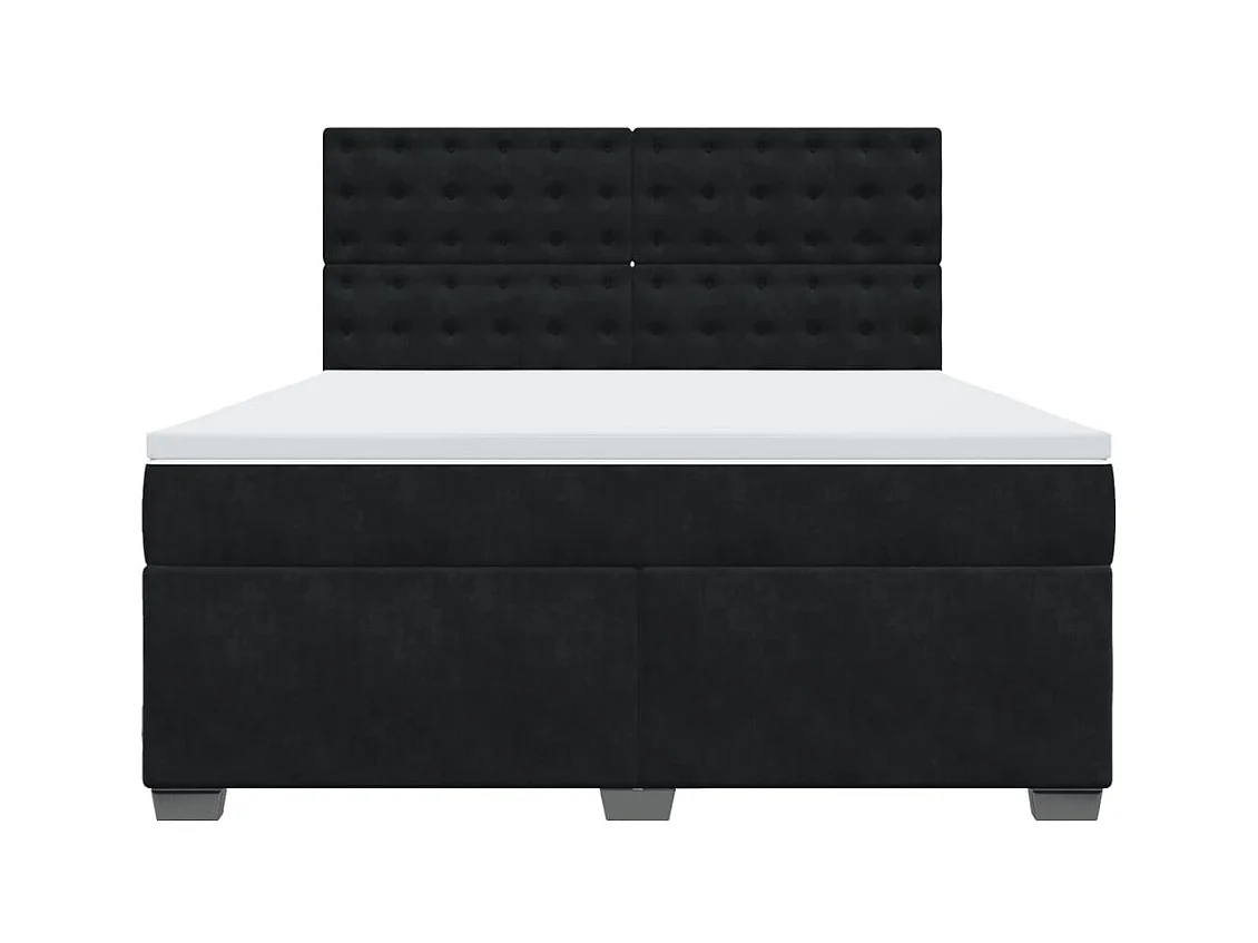 Sommier à lattes de lit avec matelas Noir 180x200 cm Velours