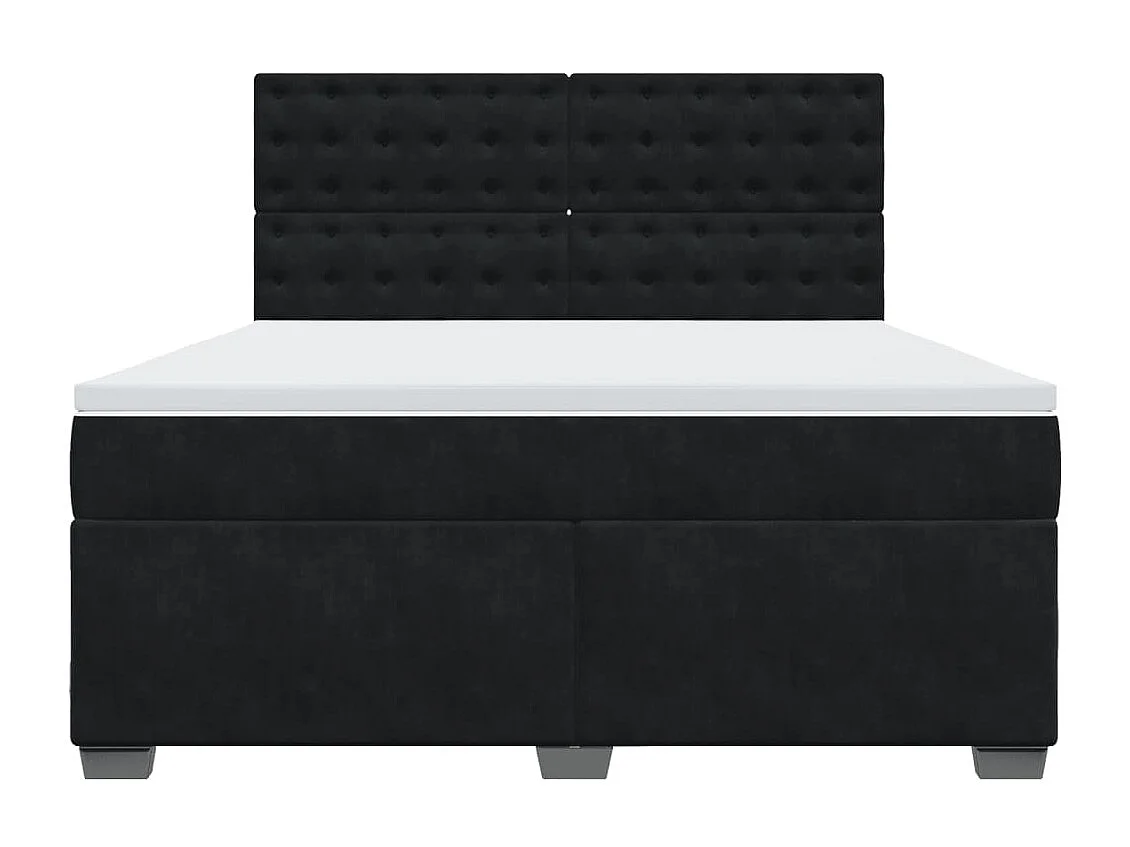 Giroletto a Molle con Materasso Nero 180x200 cm in Velluto