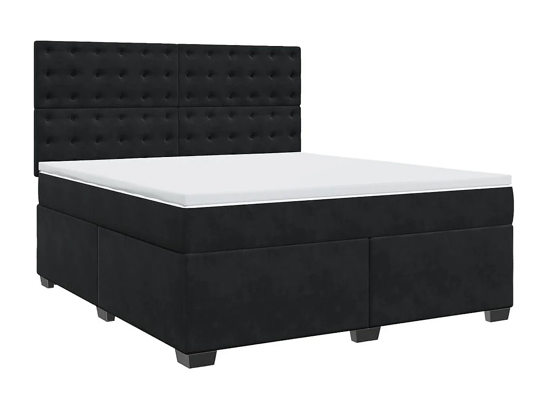 Boxspringbett mit Matratze Schwarz 180x200 cm Samt