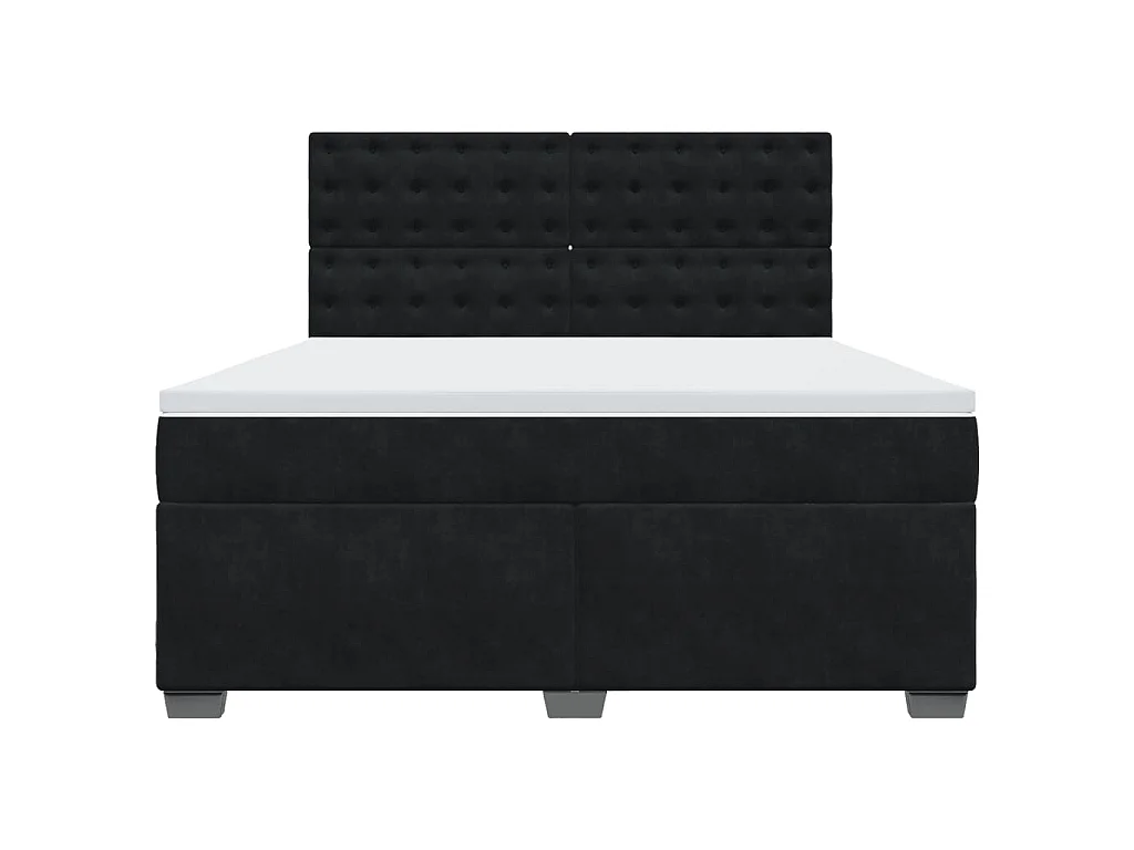 Boxspringbett mit Matratze Schwarz 180x200 cm Samt