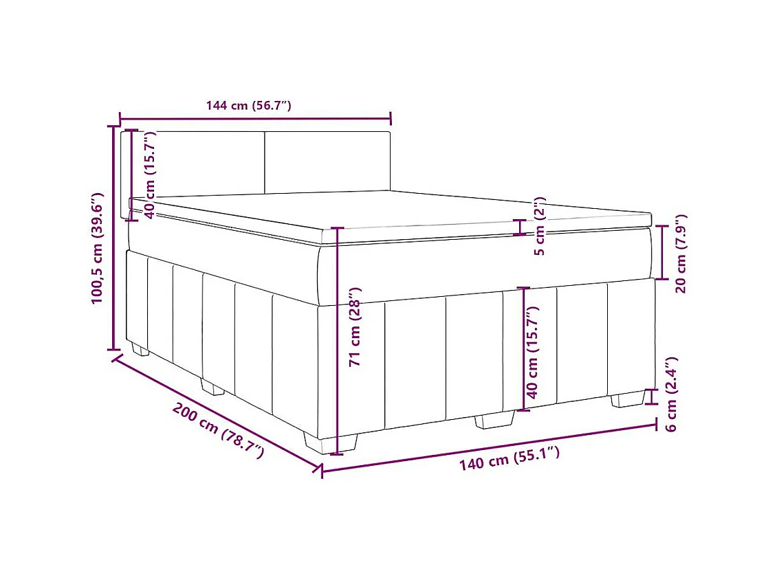 Sommier à lattes de lit avec matelas Noir 140x200 cm Tissu