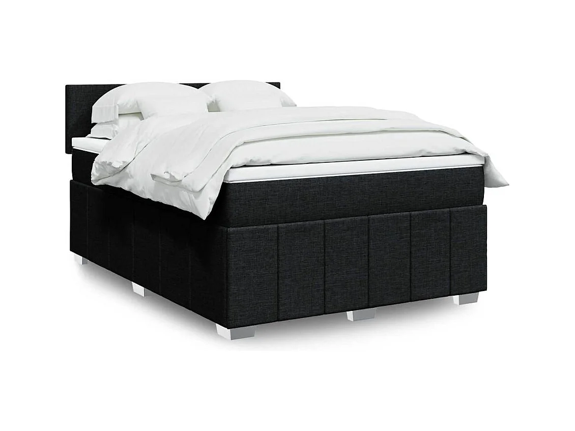 Giroletto a Molle con Materasso Nero 140x200 cm in Tessuto