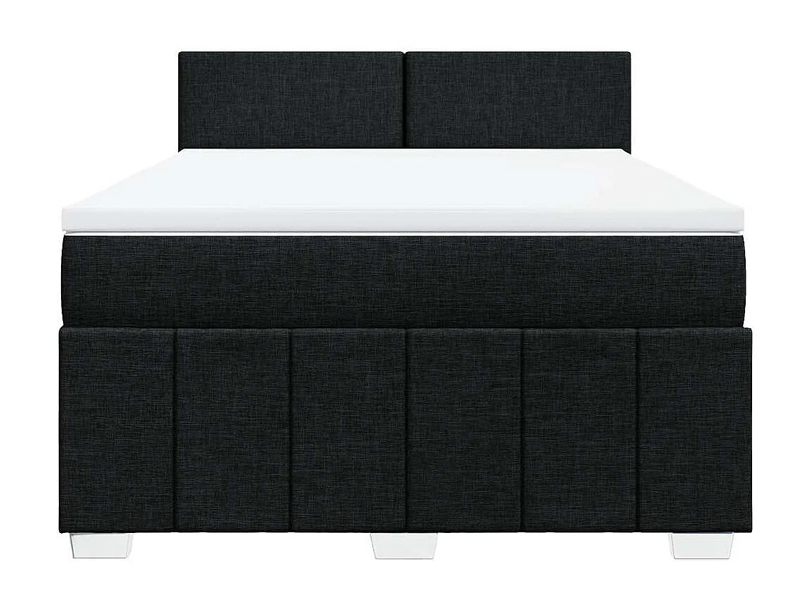Cama box spring con colchón tela negro 140x200 cm