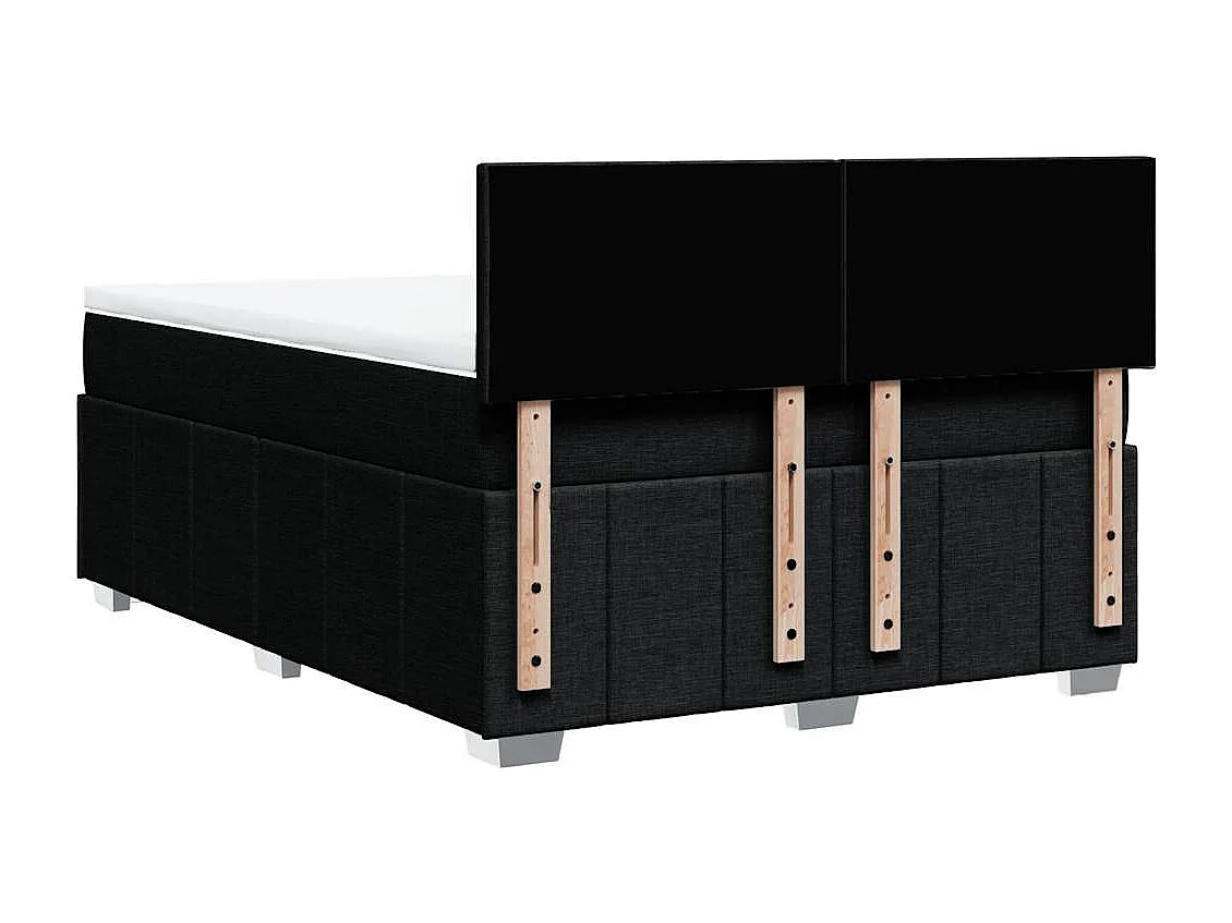 Cama box spring con colchón tela negro 140x200 cm