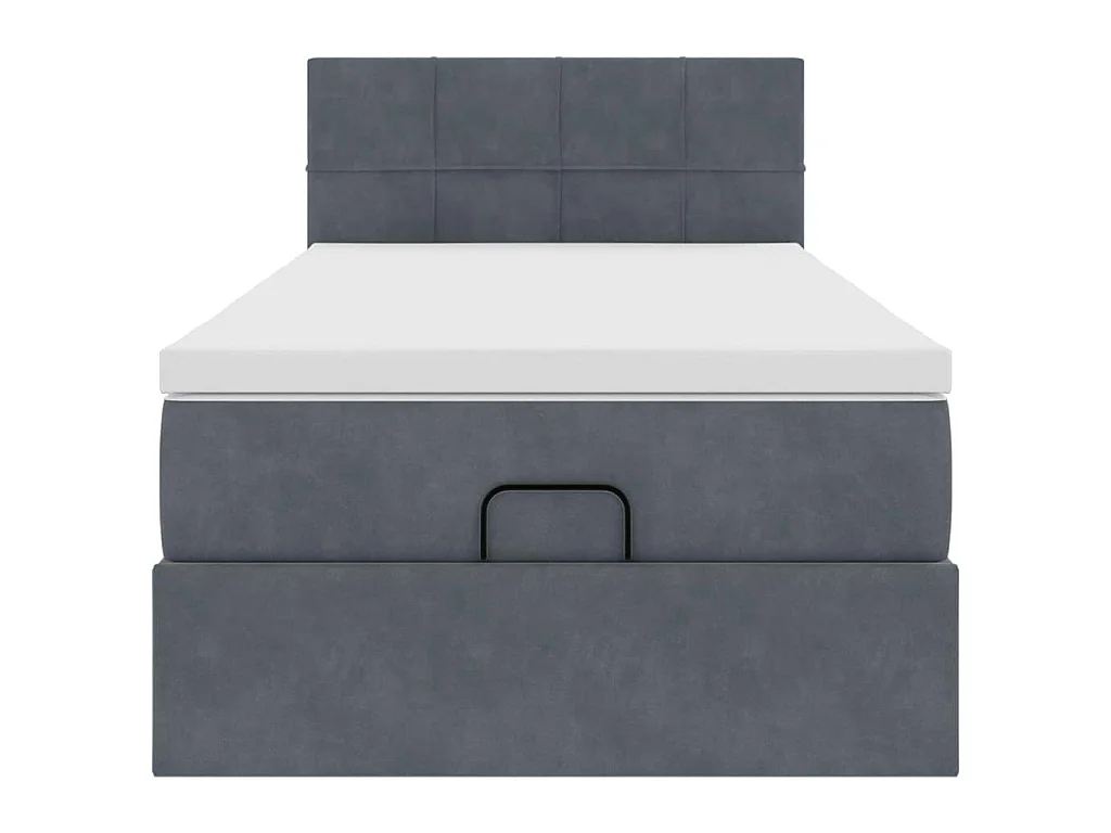 Estructura cama otomana colchón terciopelo gris oscuro 90x190cm