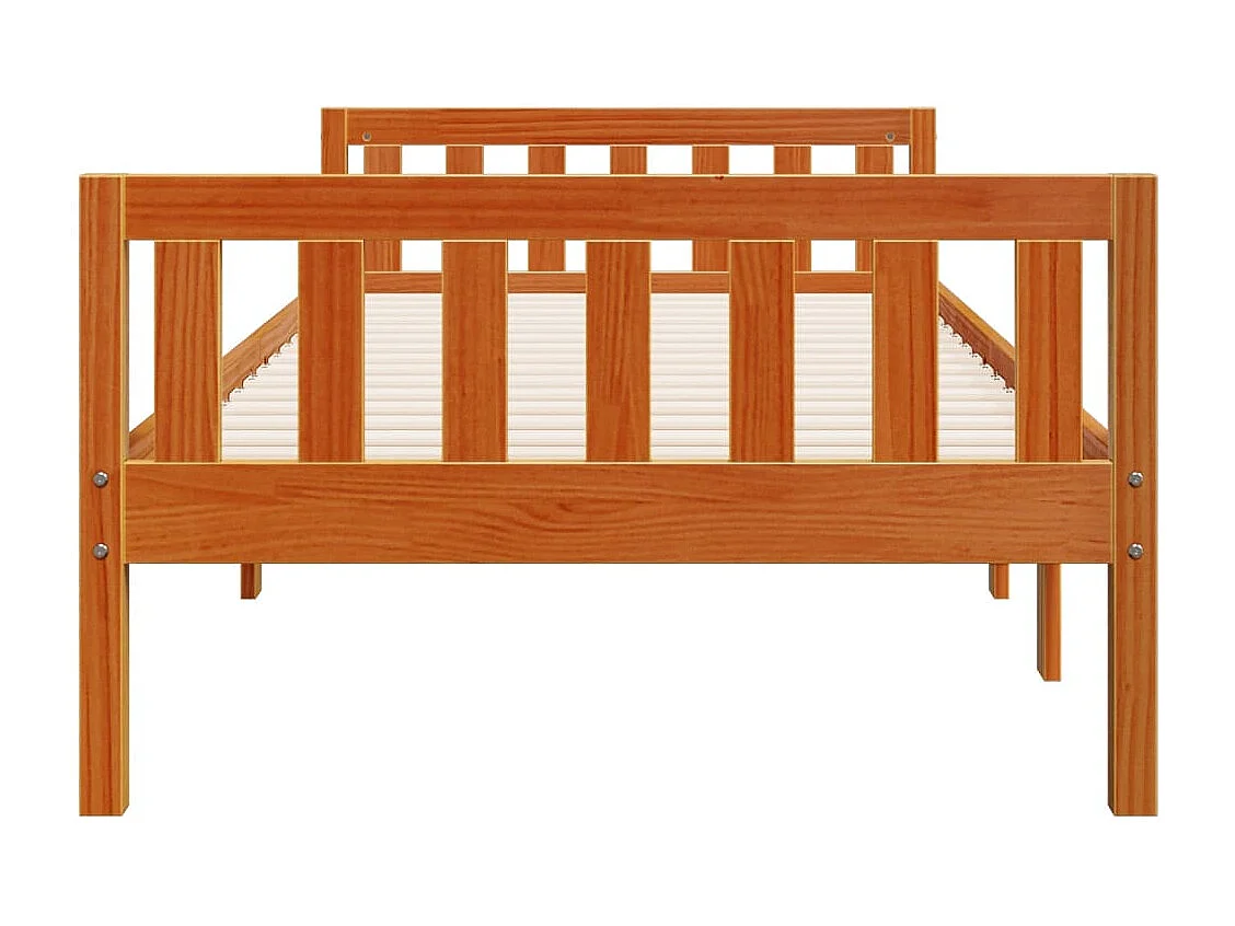 Lit pour enfants sans matelas cire marron 90x200 cm pin massif