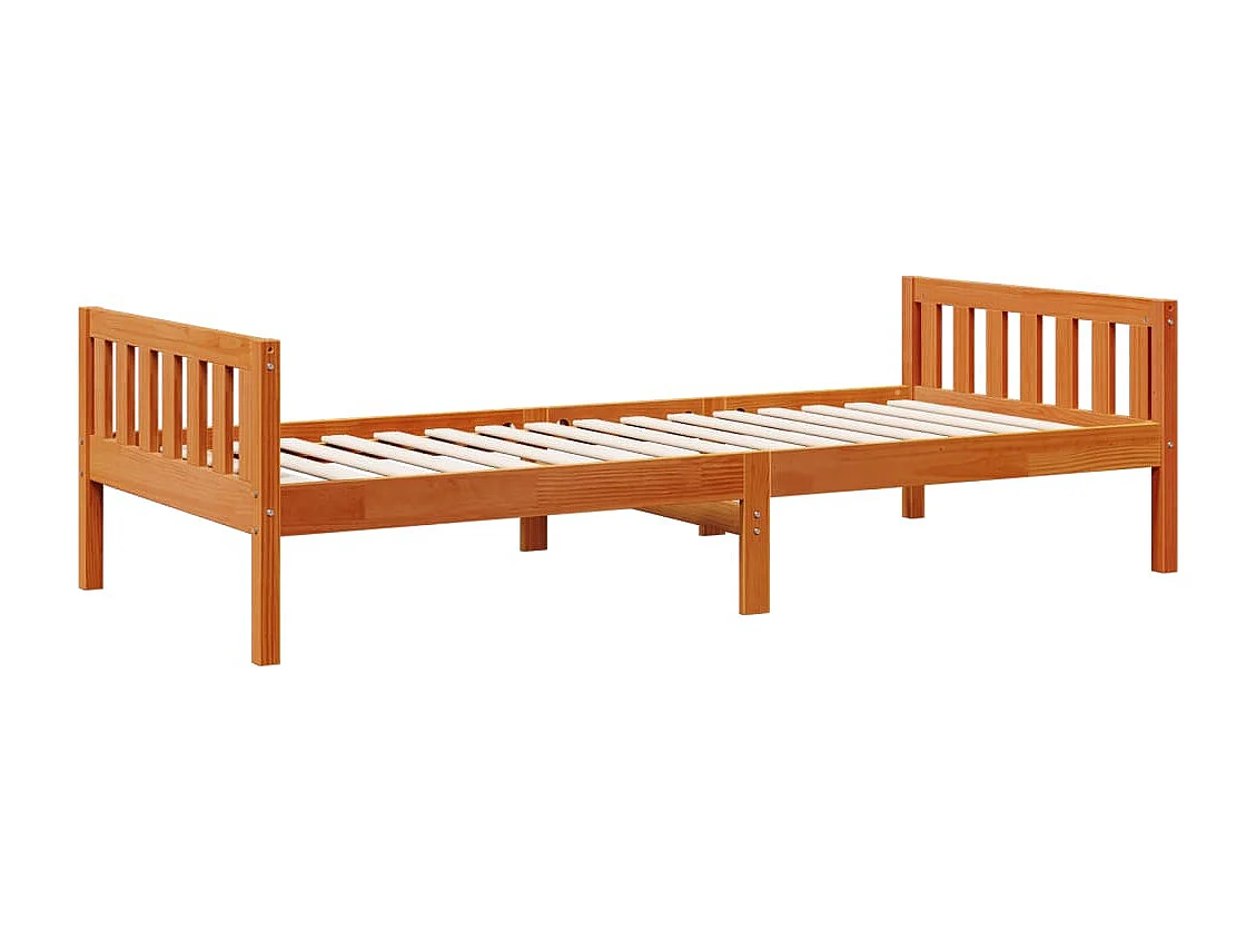 Lit pour enfants sans matelas cire marron 90x200 cm pin massif