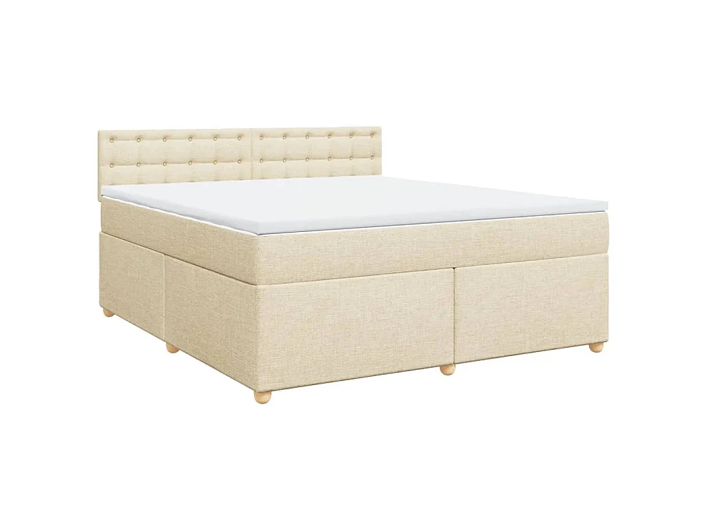 Sommier à lattes de lit avec matelas Crème 180x200 cm Tissu