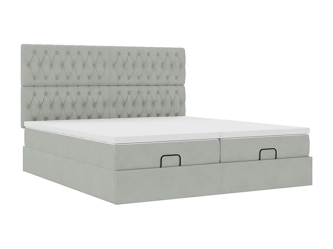 Ottoman bed met matrassen 160x200cm fluweel lichtgrijs