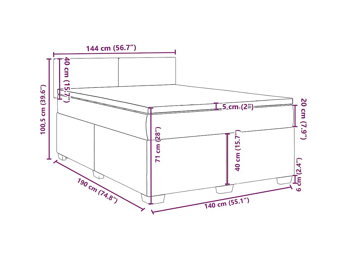 Sommier à lattes de lit avec matelas Bleu 140x190 cm Tissu