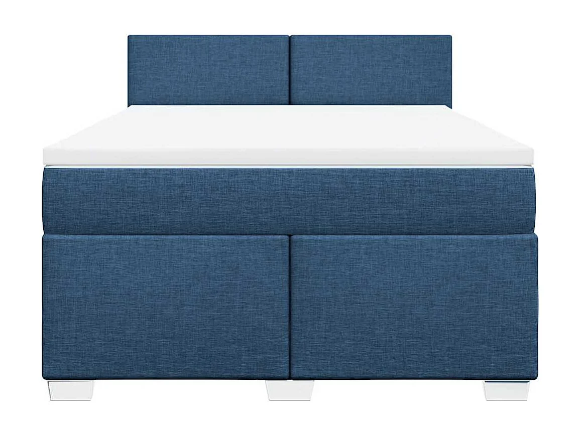 Sommier à lattes de lit avec matelas Bleu 140x190 cm Tissu