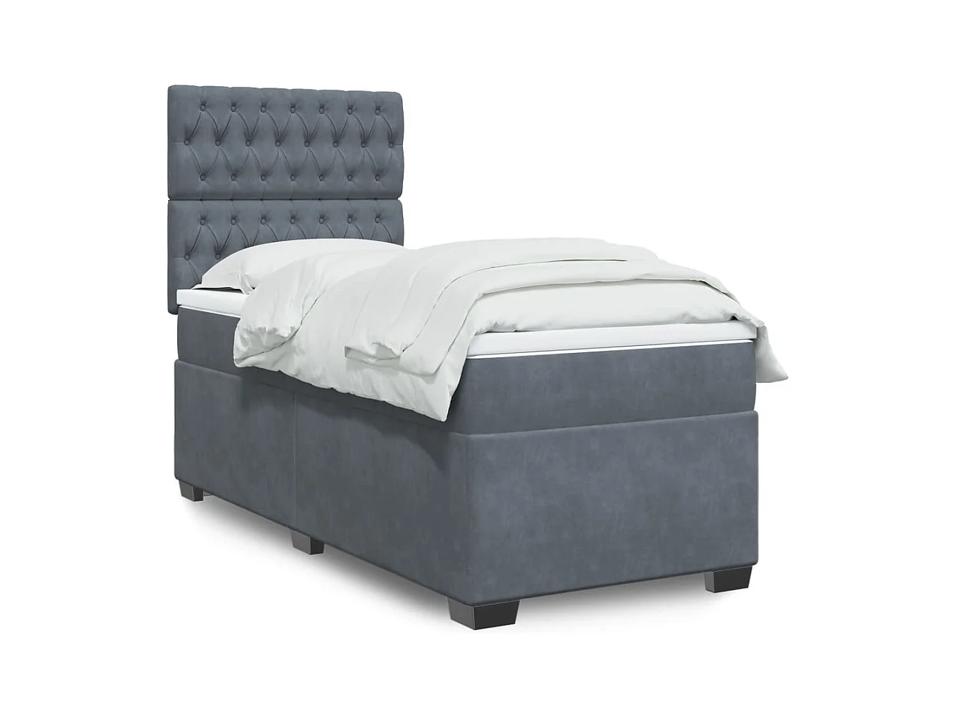 Giroletto a Molle con Materasso Grigio Scuro 90x190 cm Velluto