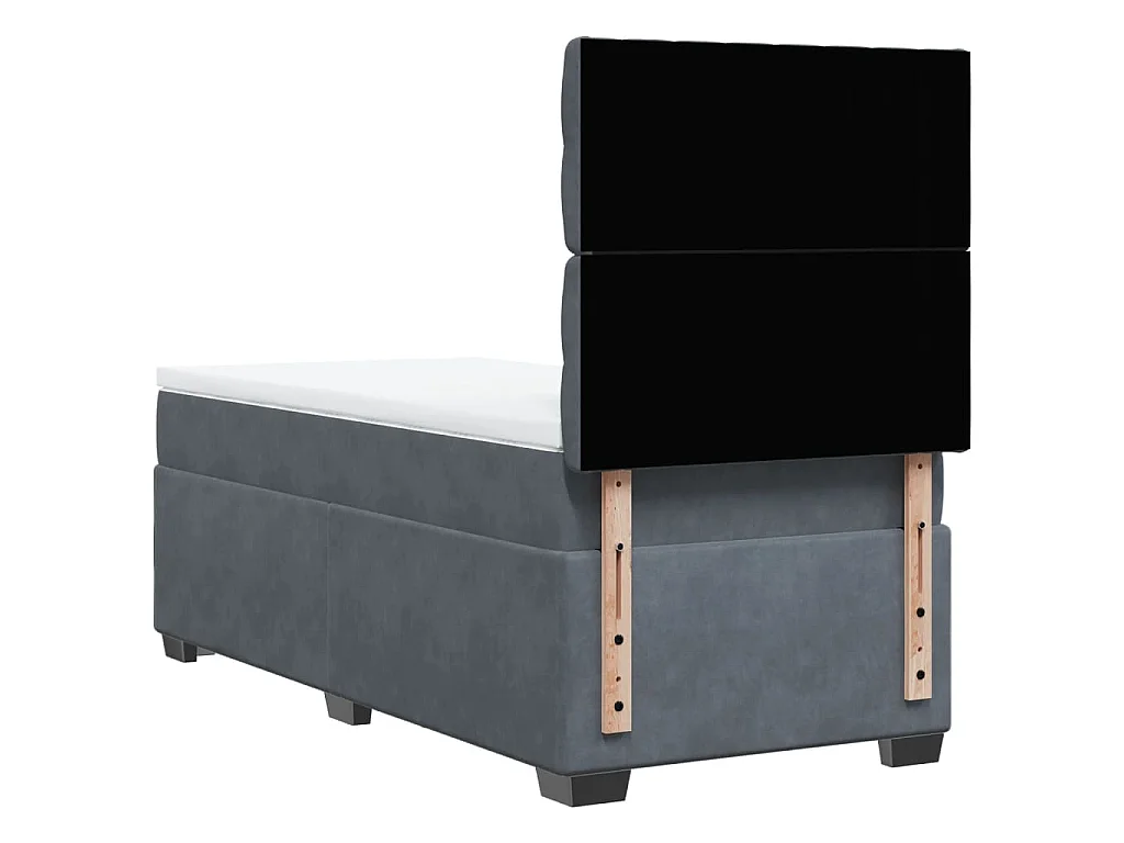 Cama com molas/colchão 90x190 cm veludo cinza-escuro