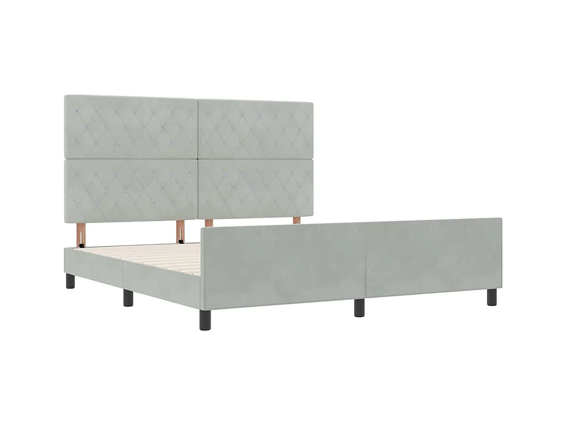 Bedframe met hoofdeinde Lichtgrijs 180 x 200 cm Fluweel