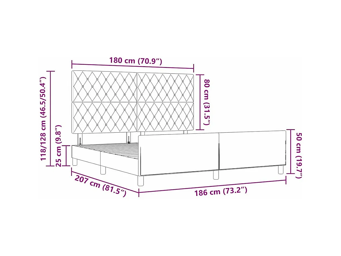 Bedframe met hoofdeinde Lichtgrijs 180 x 200 cm Fluweel