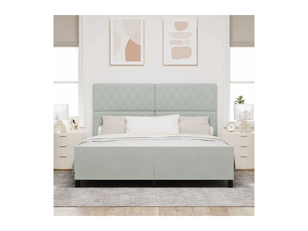 Bedframe met hoofdeinde Lichtgrijs 180 x 200 cm Fluweel