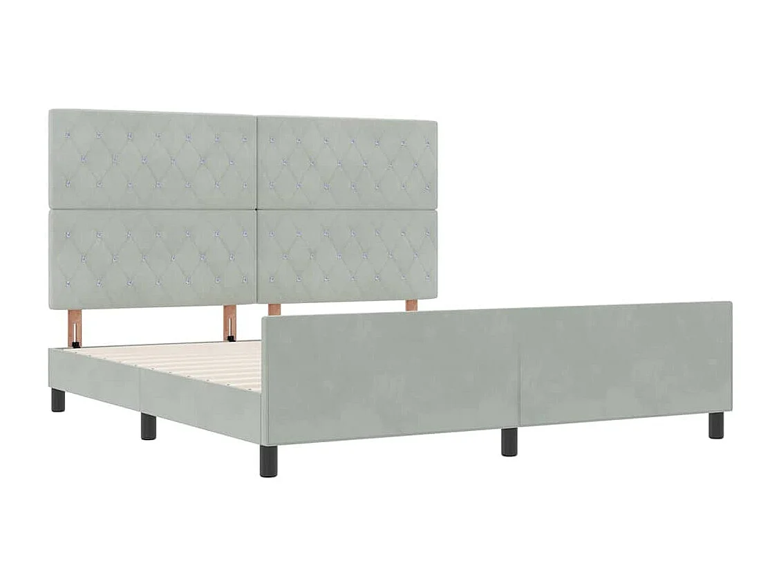 Cadre de lit avec tête de lit Gris clair 180 x 200 cm Velours