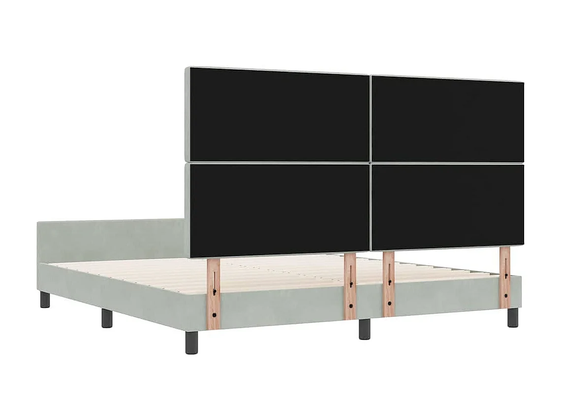 Cadre de lit avec tête de lit Gris clair 180 x 200 cm Velours